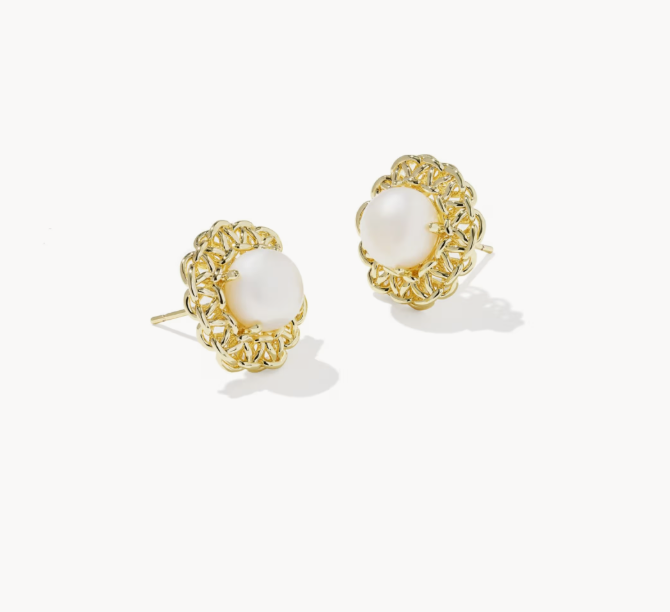 Kendra Scott Gabriella Gold Pearl Stud Earrings