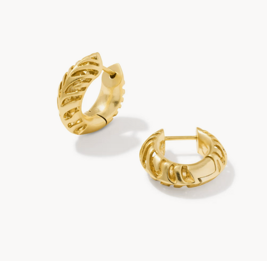 Kendra Scott Tiger Striped Mikki Gold Huggie Earrings