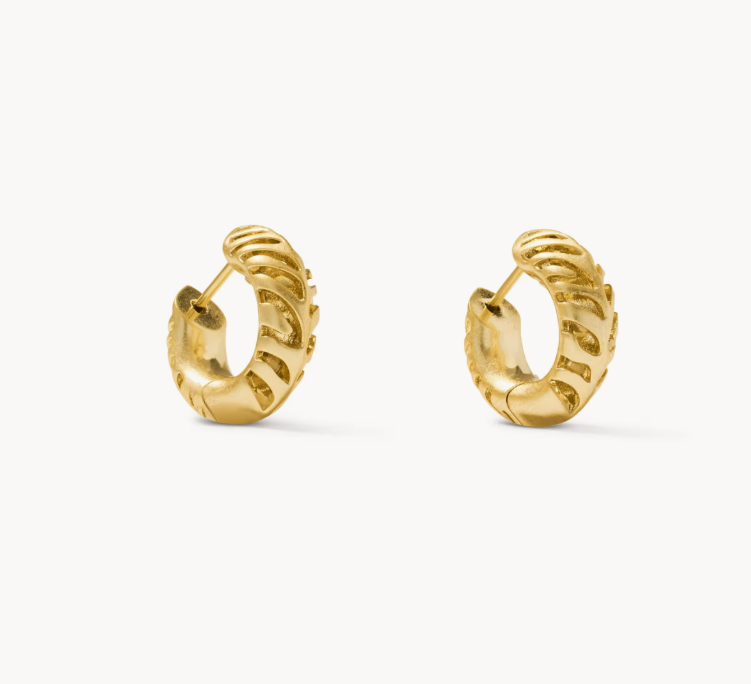 Kendra Scott Tiger Striped Mikki Gold Huggie Earrings