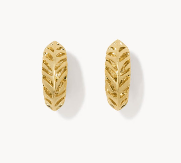 Kendra Scott Tiger Striped Mikki Gold Huggie Earrings