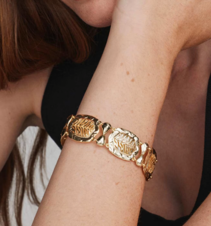 Kendra Scott Tiger Striped Daphne Gold Statement Bracelet