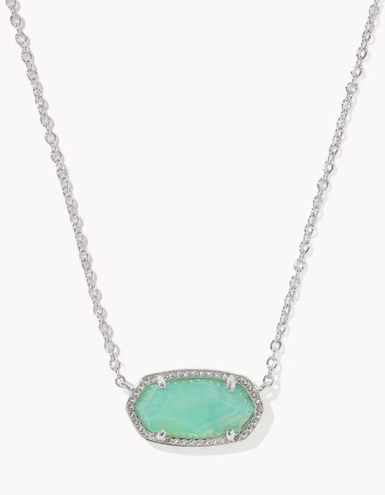 Kendra Scott Elisa Silver Pendant Necklace- Mint