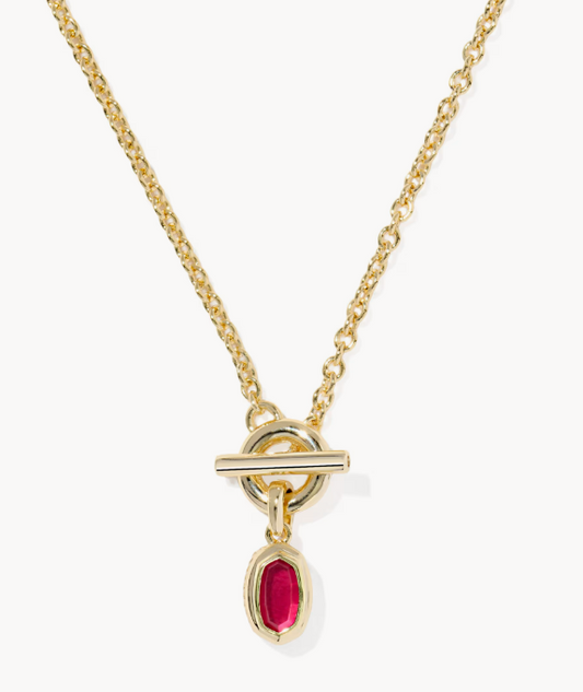 Kendra Scott Mini Elisa Toggle Gold Pendant Necklace- Red