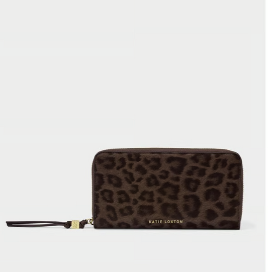 Katie Loxton Leopard Wallet- Chocolate