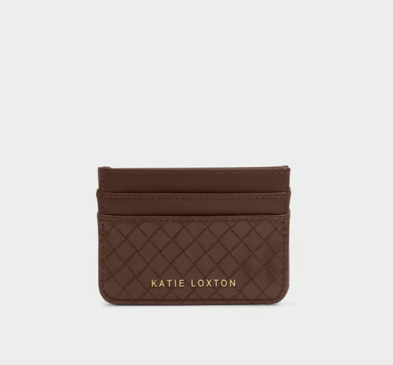 Katie Loxton Nova Woven Card Holder- Chocolate