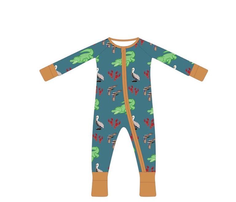 Creole Kids Bedtime on the Bayou Baby Boy Footie PJs