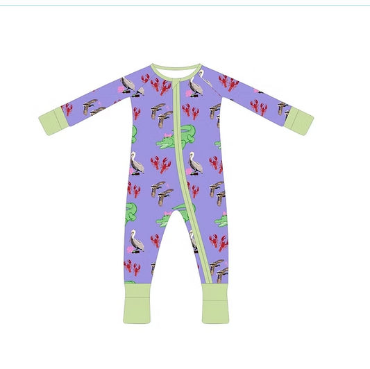 Creole Kids Bedtime on the Bayou Baby Girl Footie Romper