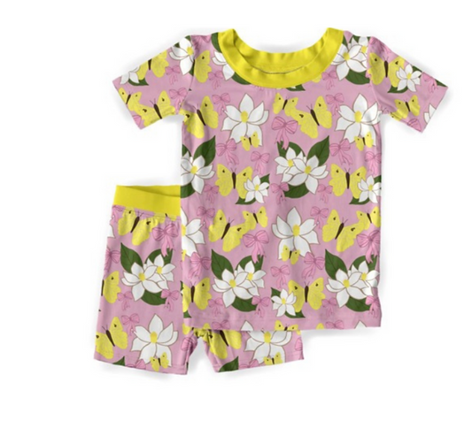Creole Kids Morning Magnolias Bamboo Short Set
