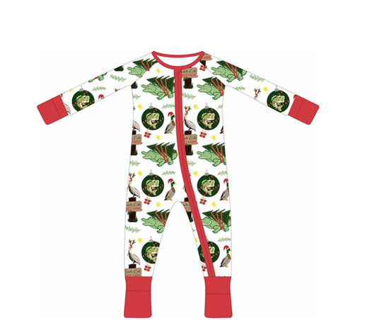 Creole Kids Christmas Down South Bamboo Footie PJs
