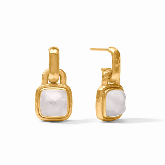 Julie Vos Sahara Hoop & Charm Earring- Iridescent Clear Crystal