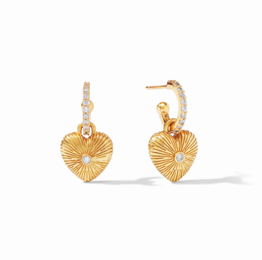Julie Vos Esme Heart Hoop & Charm Earring- Cubic Zirconia