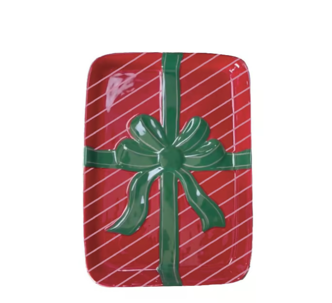 Mary Square Appetizer Plate Wrapped in Cheer-Red