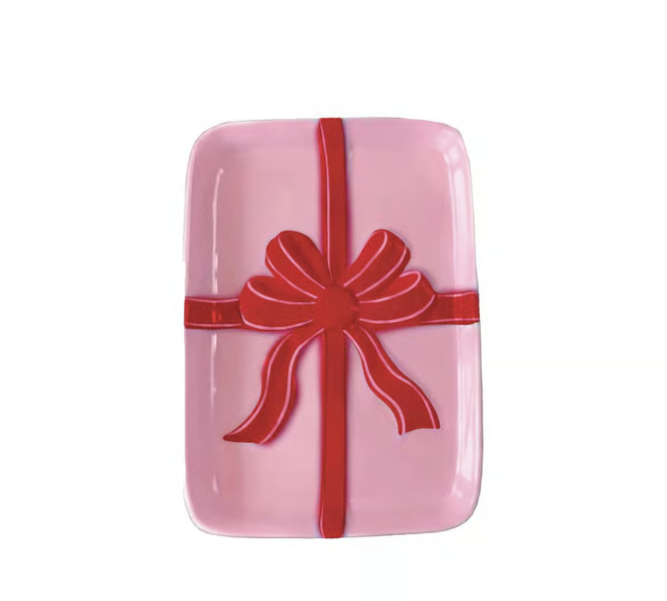 Mary Square Appetizer Plate Wrapped in Cheer- Pink