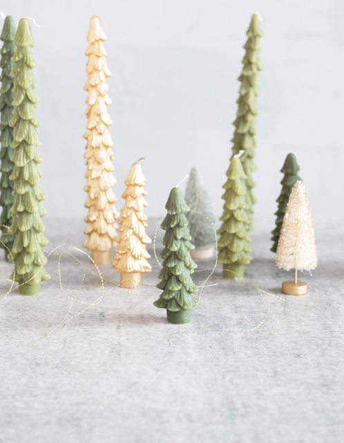 Unscented Tree Shaped Taper Candles, Set of 2