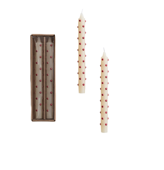 Taper Candle Red Polka Dots