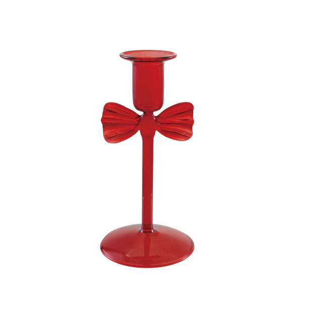 Glass Taper Holder Red Bow