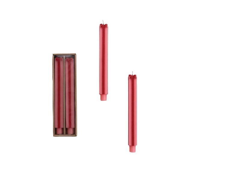 Unscented Taper Candle Present Pink and Red