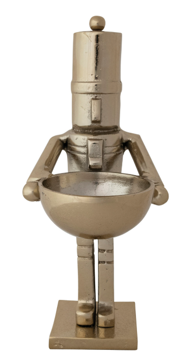 Gold Nutcracker Holding Bowl