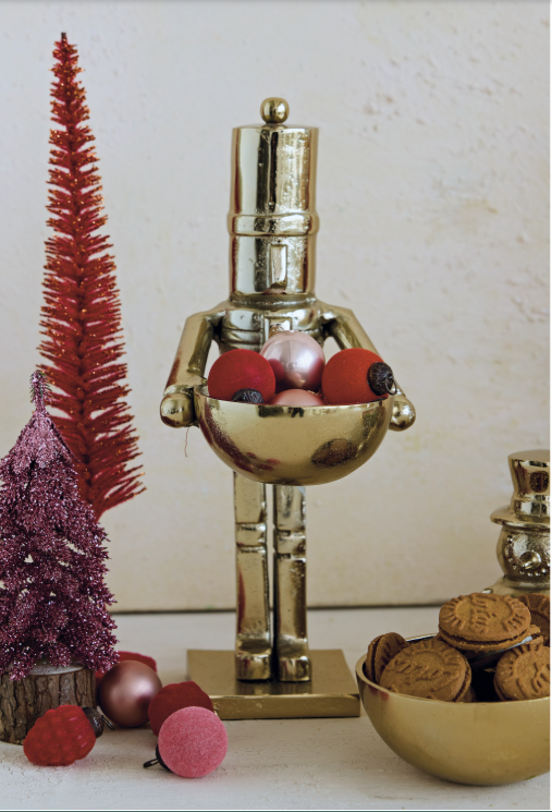 Gold Nutcracker Holding Bowl