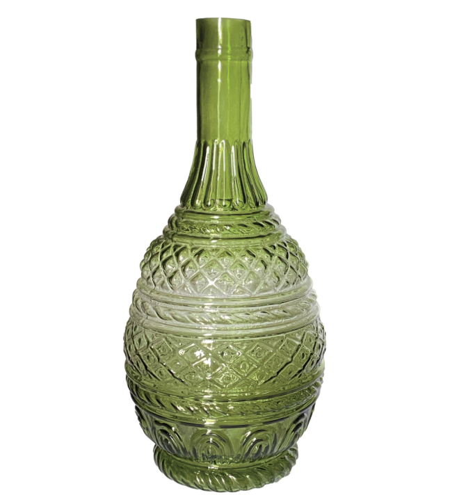 Embossed Green Glass Vase