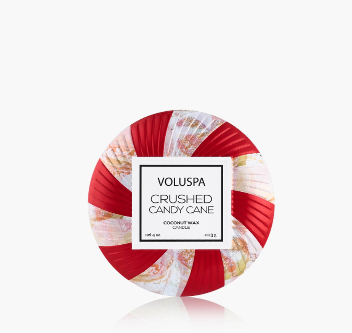 Voluspa Crushed Candy cane Tin Candle