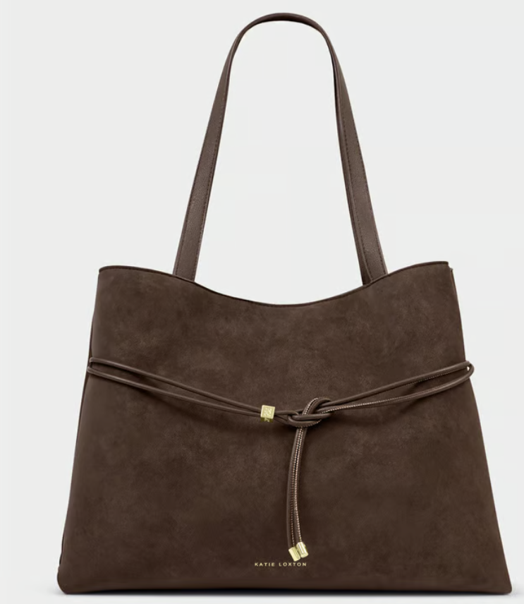 Katie Loxton Lori Suedette Tote Bag Bitter Chocolate
