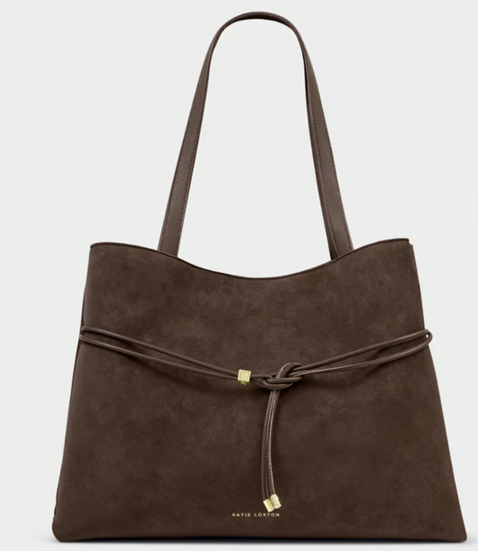 Katie Loxton Lori Suedette Tote Bag Bitter Chocolate
