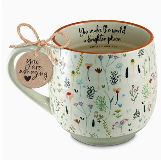 Coffee Mug Make the World a Brighter Place Vintage Floral
