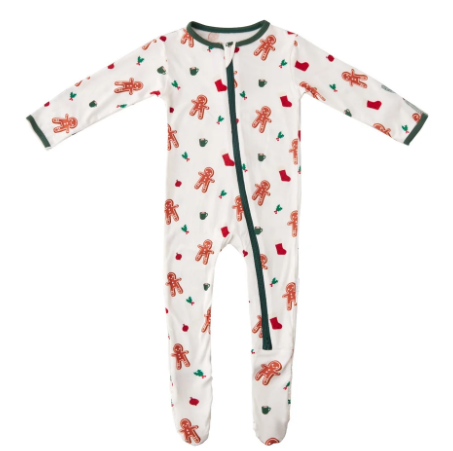 Bamboo Little Gingerbread Men Zippered Footie