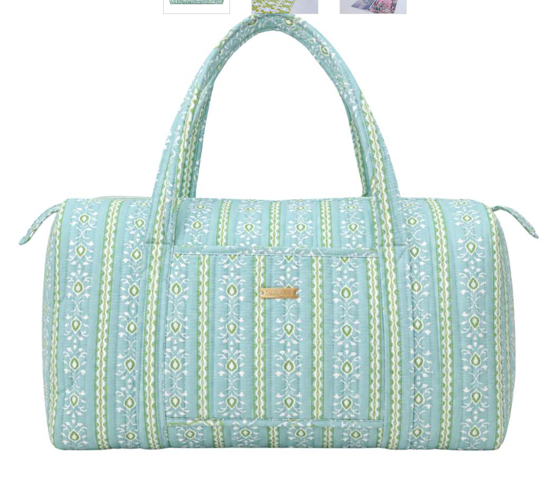 Laura Park Rosemary Stripe Blue Signature Quilted Duffle Bag