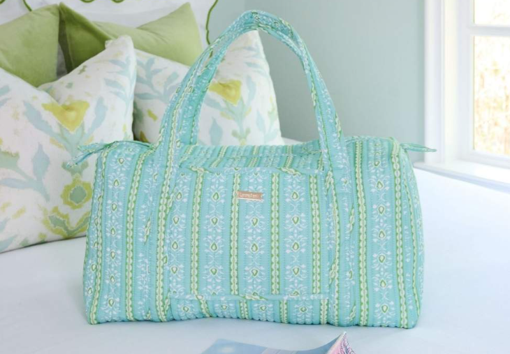 Laura Park Rosemary Stripe Blue Signature Quilted Duffle Bag