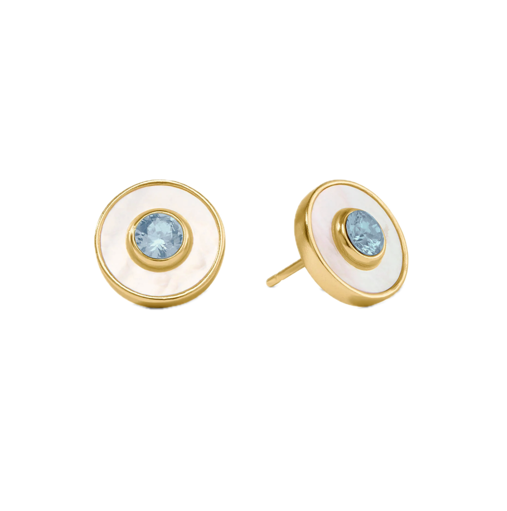 Colette Circle Stud Chalcedony Blue