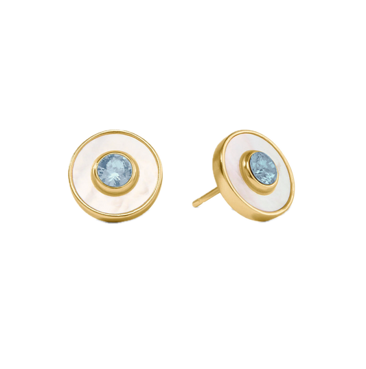 Colette Circle Stud Chalcedony Blue