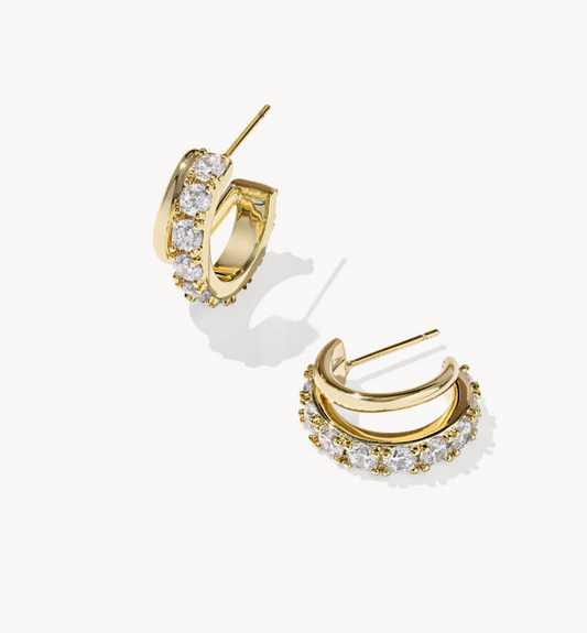 Kendra Scott Livy Huggie Earrings in White Crystal