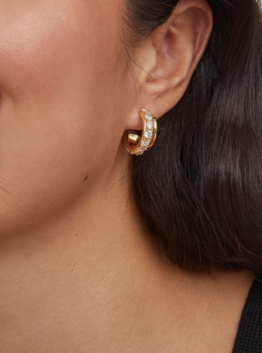Kendra Scott Livy Huggie Earrings in White Crystal