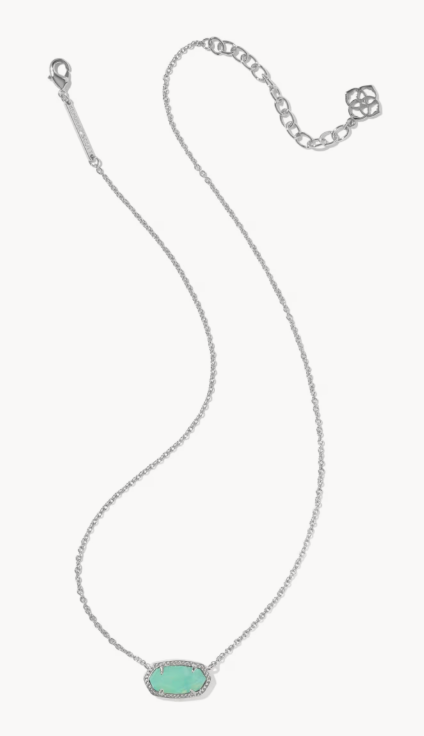 Kendra Scott Elisa Silver Pendant Necklace- Mint