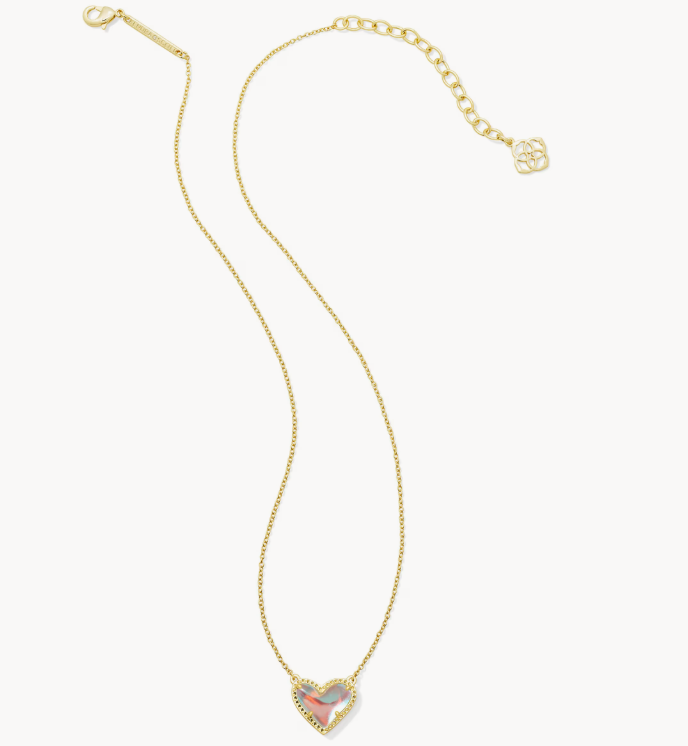 Kendra Scott Ari Heart Gold Necklace-Dichroic Glass