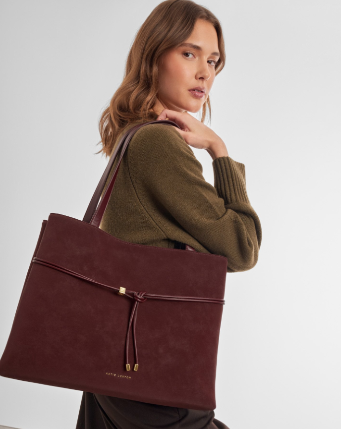 Katie Loxton Lori Suedette Tote- Cherry