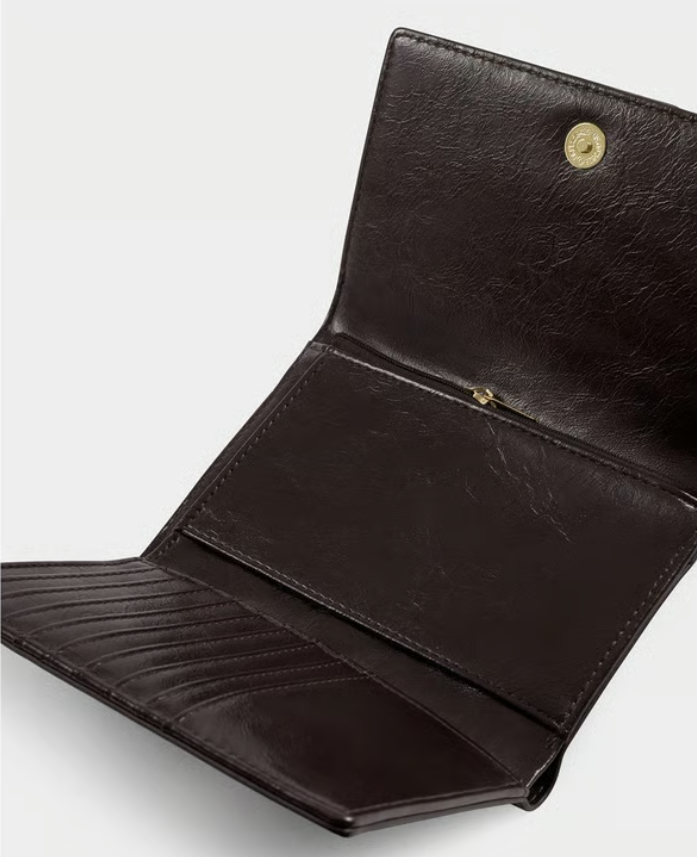 Katie Loxton Taya Woven Wallet- Chocolate Patent Crackle