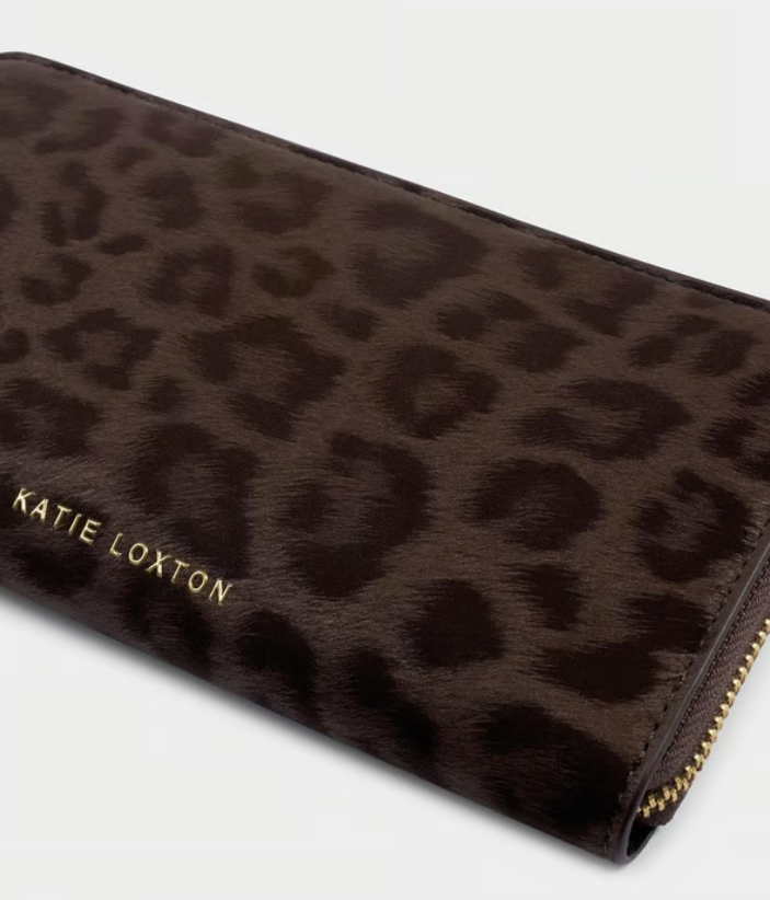 Katie Loxton Leopard Wallet- Chocolate
