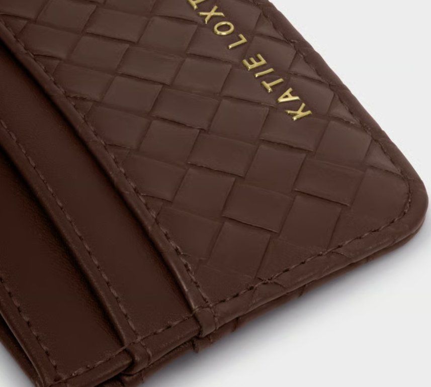 Katie Loxton Nova Woven Card Holder- Chocolate