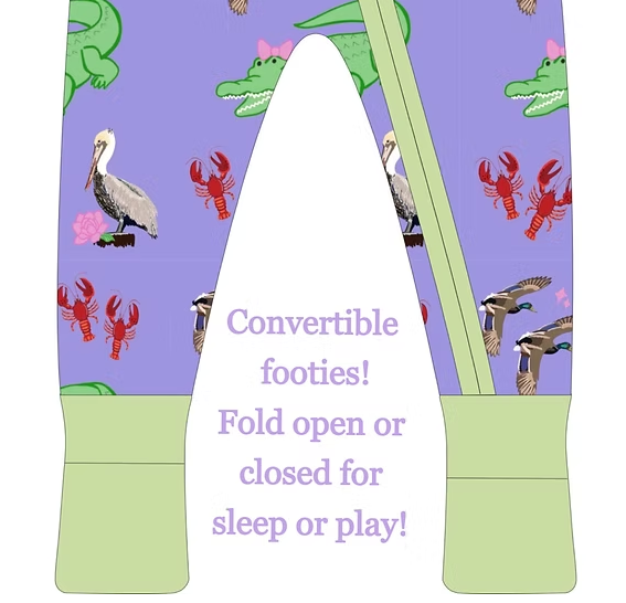 Creole Kids Bedtime on the Bayou Baby Girl Footie Romper