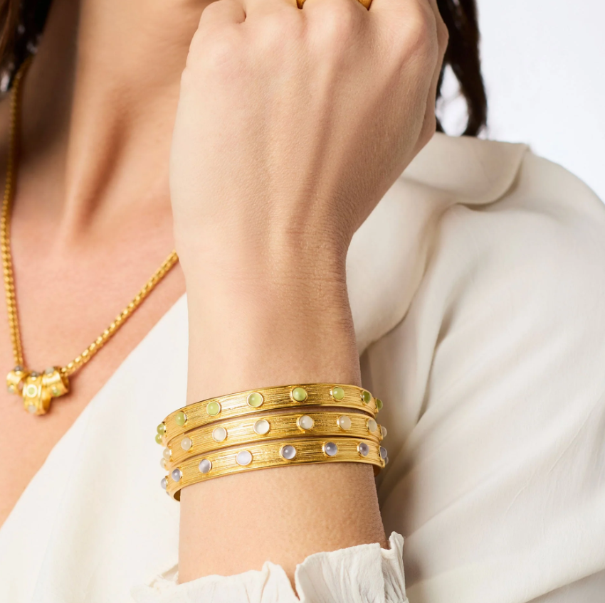 Julie Vos Cobblestone Stone Bangle- Ivory Cat's Eye