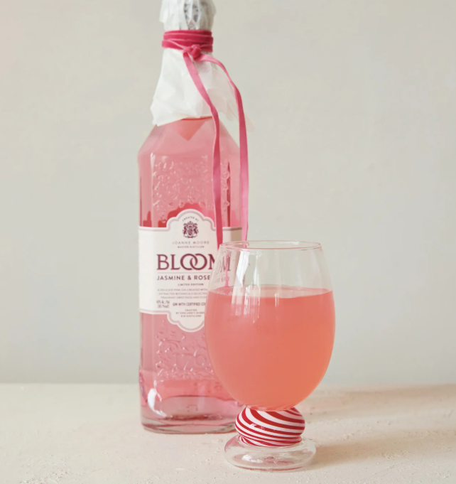 Candy Cane Stemmed Drinking Glass