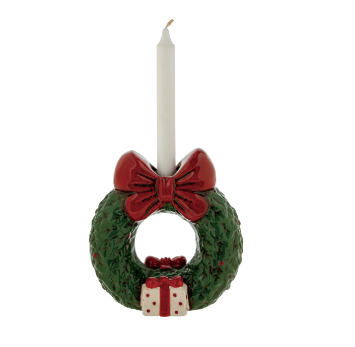 Christmas Wreath Taper Holder