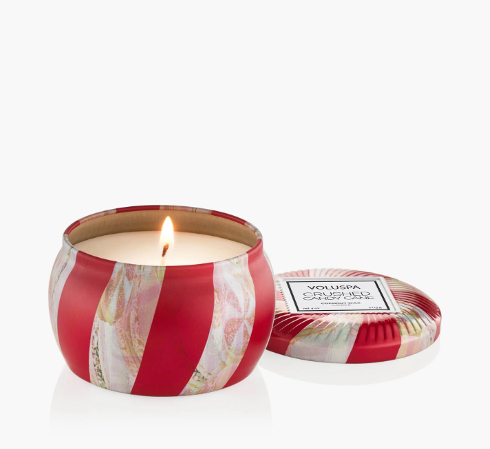 Voluspa Crushed Candy cane Tin Candle