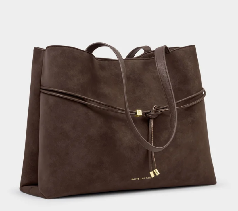 Katie Loxton Lori Suedette Tote Bag Bitter Chocolate