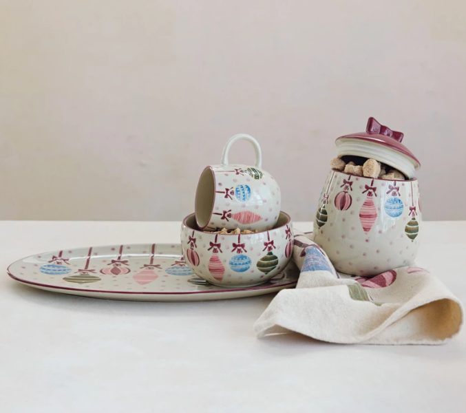 Ornaments & Dots Cookie Jar with Lid