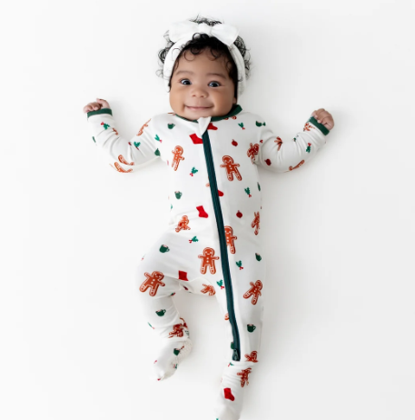Bamboo Little Gingerbread Men Zippered Footie