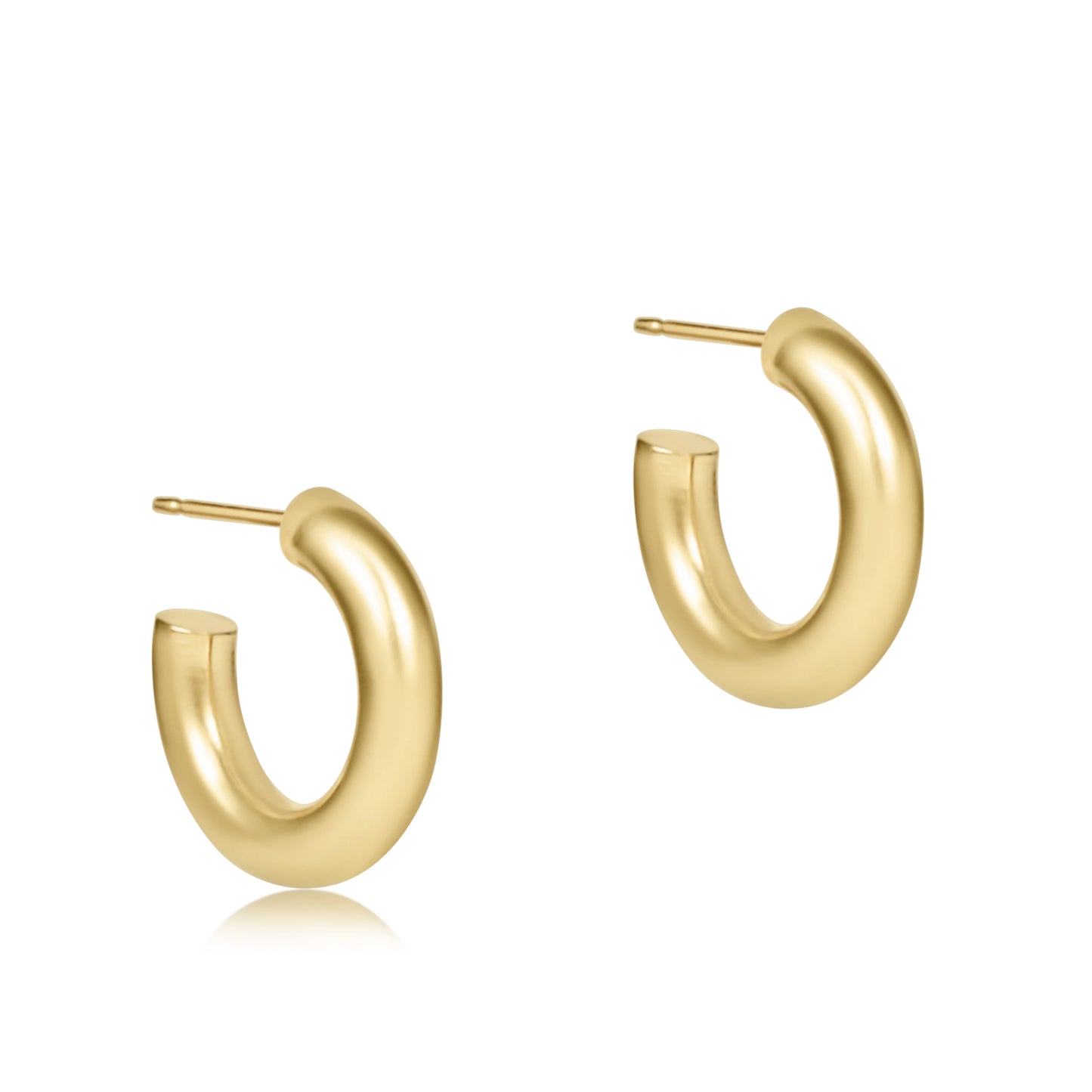Round Gold 0.5” Post Hoop 4mm Smooth